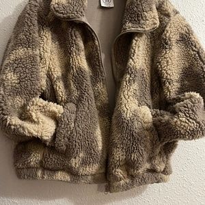 SAGE Collective Printed Teddy Faux Shearling Jacket, Size L